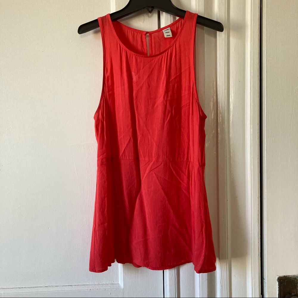 Old Navy Red High Neck Peplum Tank